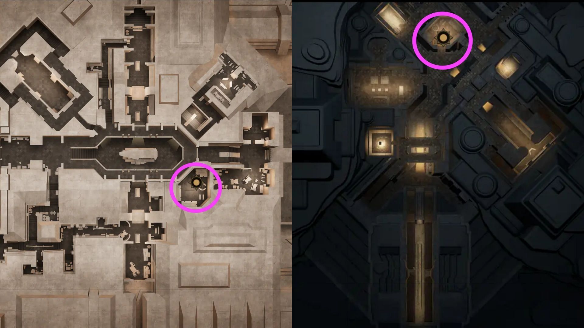 This is where you can find the CHOAM Exchange in both Arrakeen (left) and Harko Village (right) (Image via Dune Awakening)